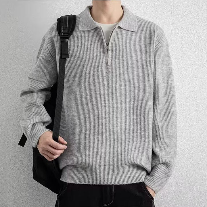 Herren Gemusterter Strickpullover mit Stehkragen Drune