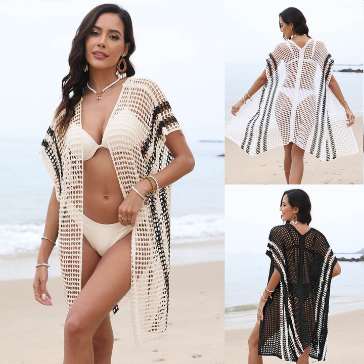 Damen Strickkimono aus luftigem Netzmaterial Drune