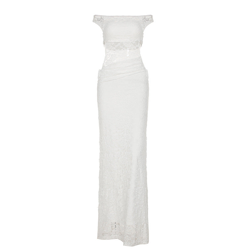 Damen Spitzenkleid mit elegantem Schnürdetail und figurbetontem Schnitt Drune