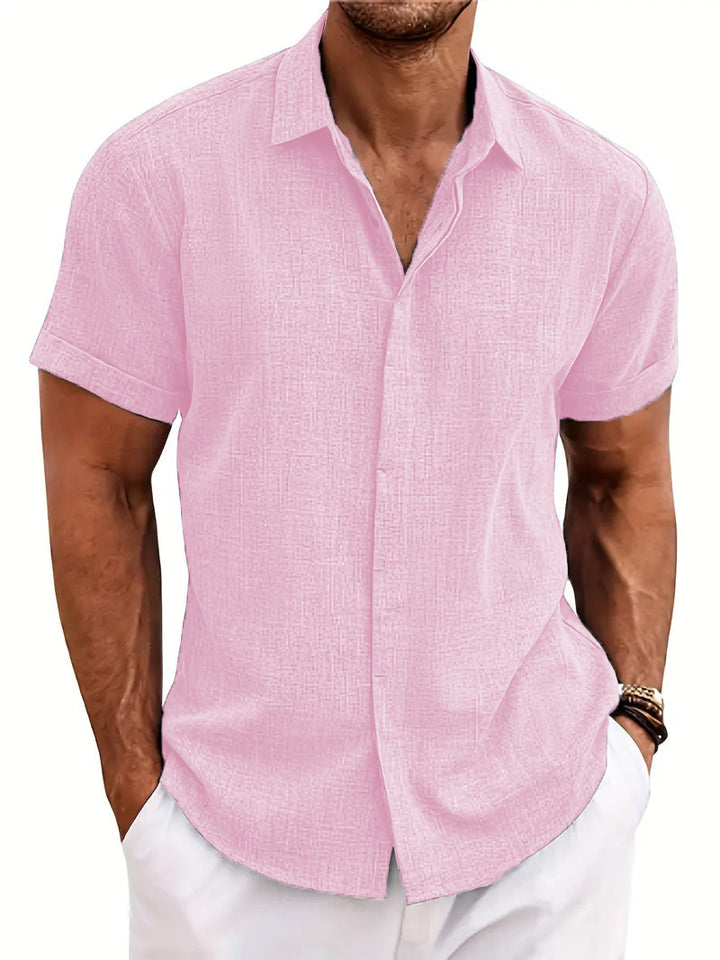 Herren Kurzarm Struktur Hemd mit Knöpfen Drune