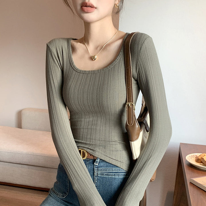 Damen Langarm Rippshirt Drune