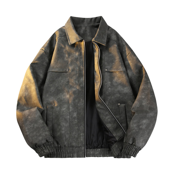 Herren Vintage‑inspirierte Velours‑Optik Übergangsjacke mit Zwei‑Wege‑Reißverschluss, elastischem Saum & Pattentaschen Drune