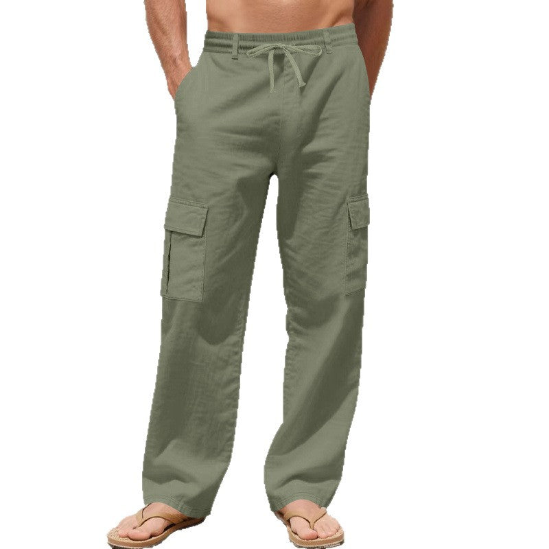 Herren Relaxed-Fit Cargo-Strandhose mit elastischem Bund und aufgesetzten Klappentaschen Drune