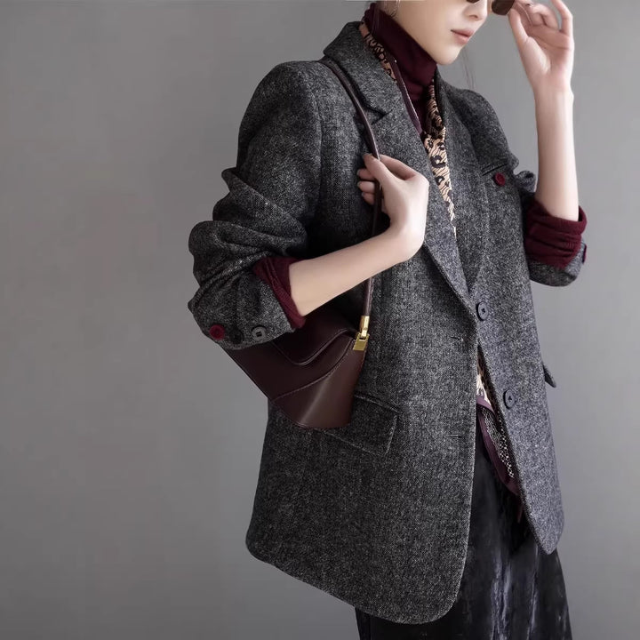 Damen Eleganter Wollblazer mit modischem Schnitt Drune
