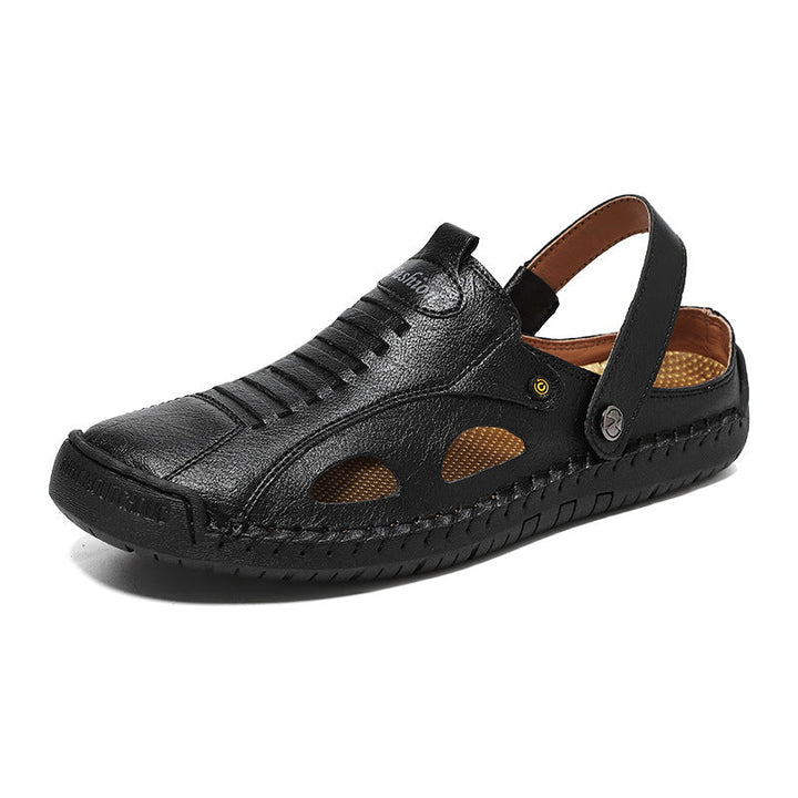 Herren Atmungsaktive Lederfreizeitschuhe mit offenem Fersendesign Drune