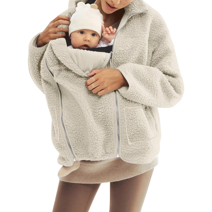 Damen nan oversized Teddyfleece Jacke mit Stehkragen und durchgehendem Reißverschluss Drune