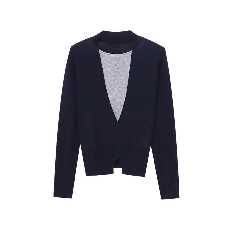 Damen figurbetonter V-Ausschnitt Pullover mit raffinierter Taillierung und feiner Textur Drune
