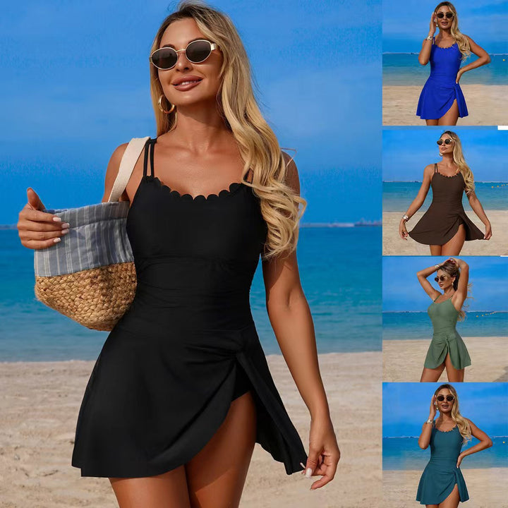Damen Schwimmanzug mit modischem Cut-Out und asymmetrischem Rock Drune