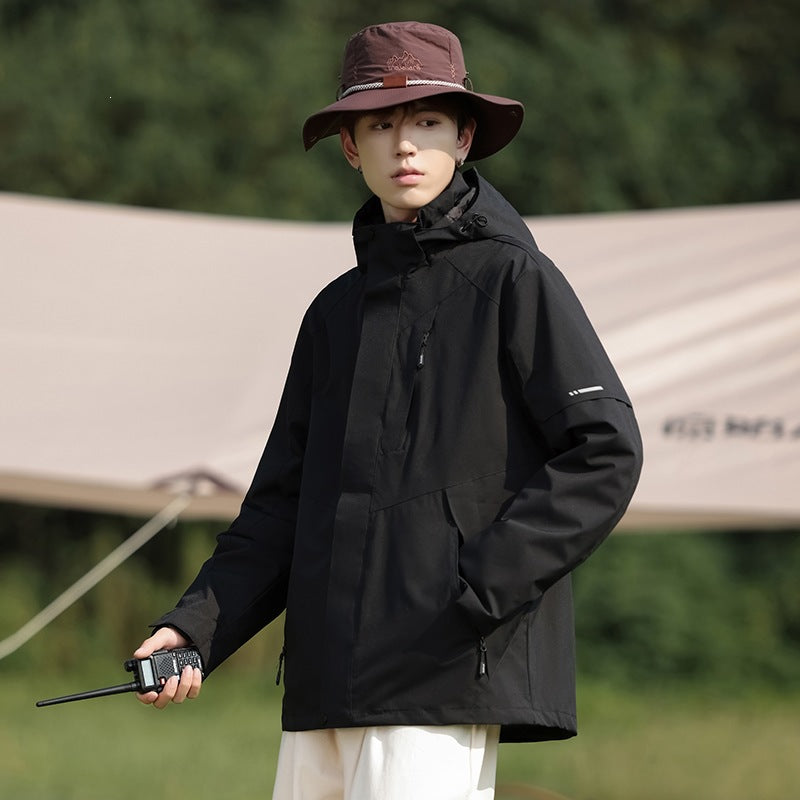 Herren Zweifarbige Wind- und Wasserabweisende Softshelljacke mit Kapuze Drune