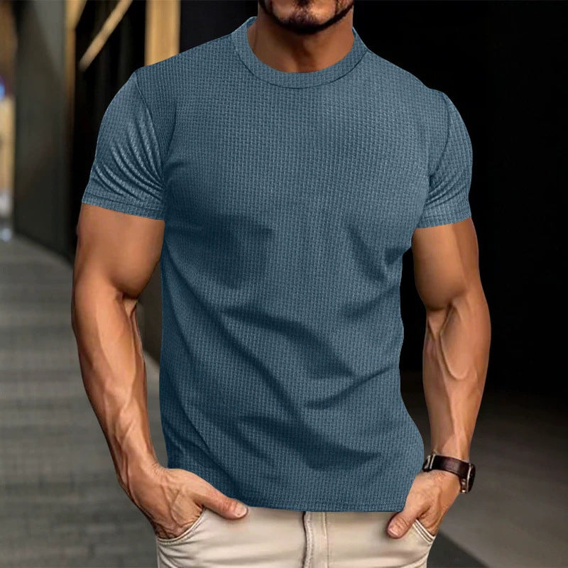 Herren Strukturiertes Kurzarm-T-Shirt aus Feinstrick Drune