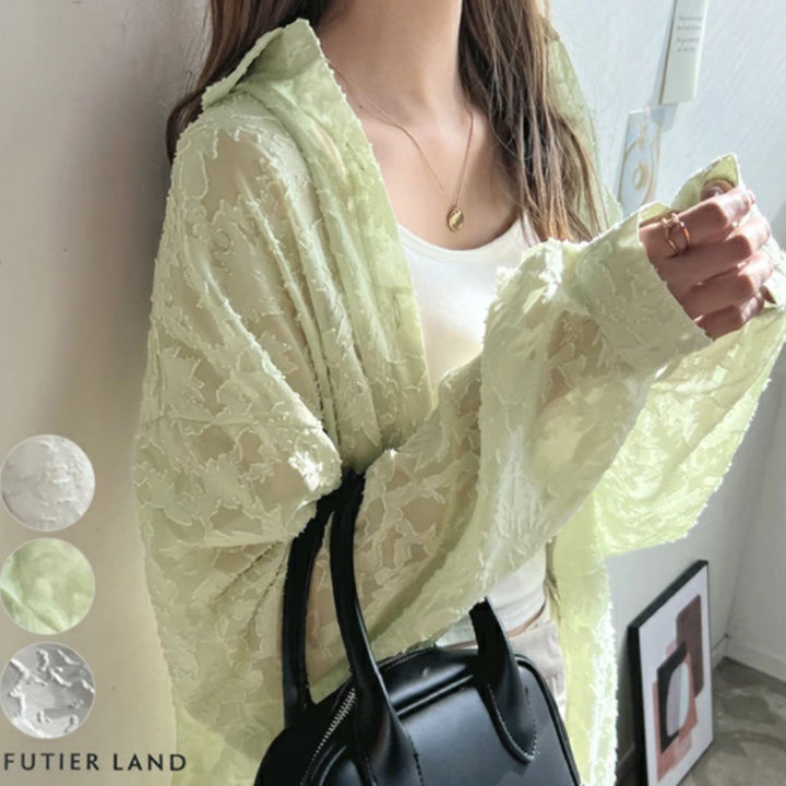 Damen Chiffon-Cardigan mit floralem Muster und elegantem Schnitt Drune