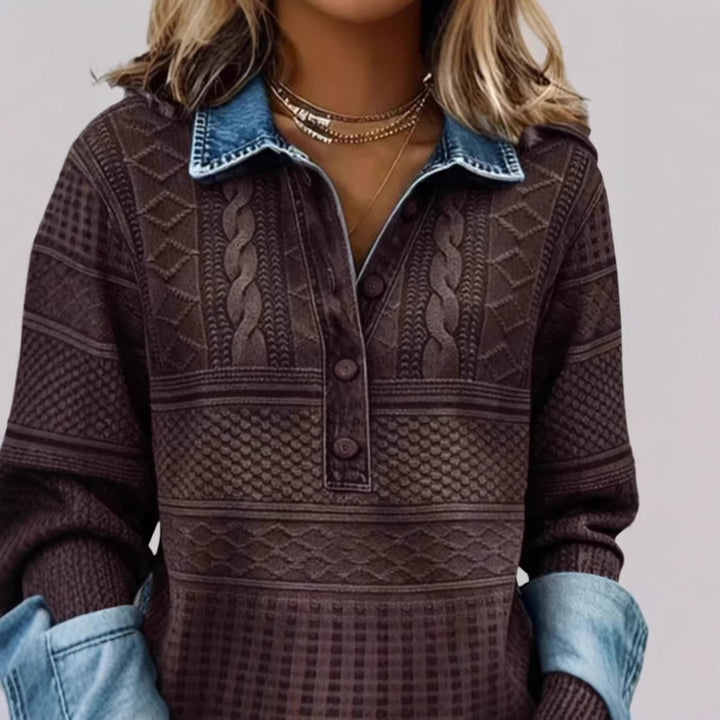 Damen Modischer Pullover mit Knopfverschluss