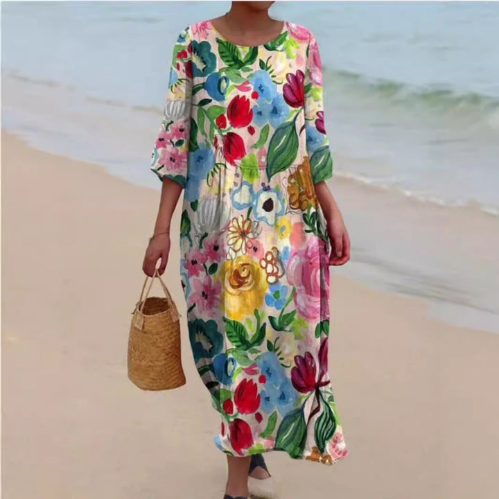 Damen Maxikleid mit floralem Design und lässigem Schnitt Drune