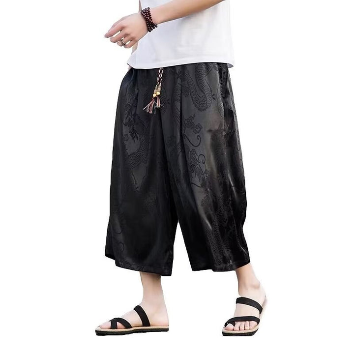 Herren luftige Haremshose mit elegantem Muster und elastischem Bund Drune