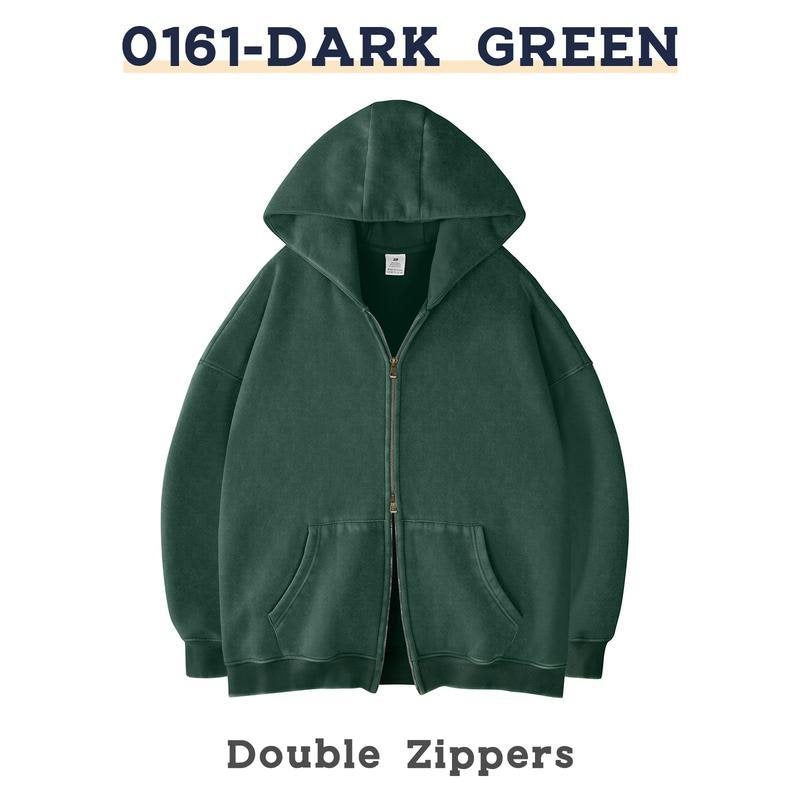 Unisex Oversized Kapuzenjacke mit Doppelreißverschluss und Kängurutaschen Drune