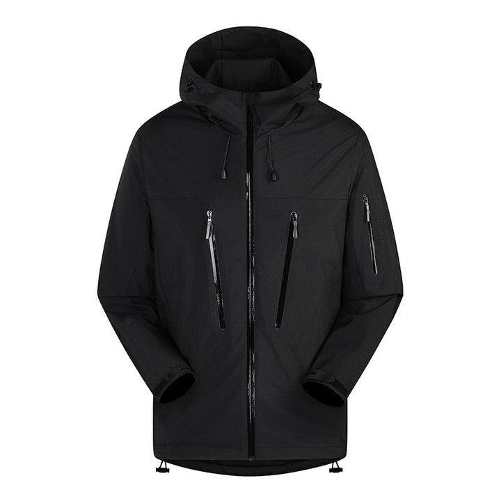 Herren Dreilagige atmungsaktive Hardshell-Outdoorjacke mit Kapuze und verschweißten Nähten Drune