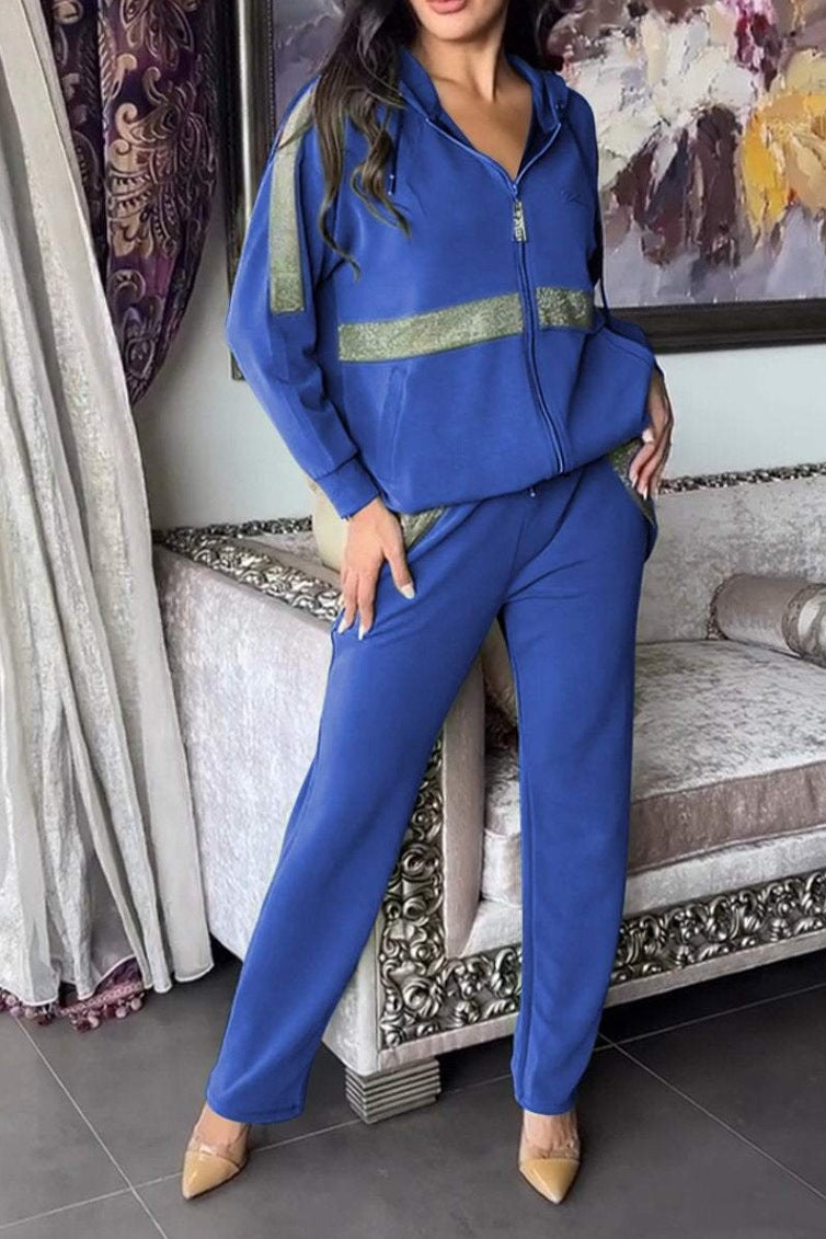 Damen Lässiges Sportanzug-Set mit modischem Schnitt und praktischen Taschen Drune