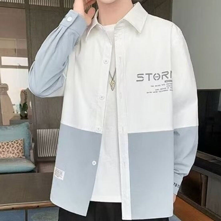 Herren modische Hemdjacke mit Farbblockdesign Drune