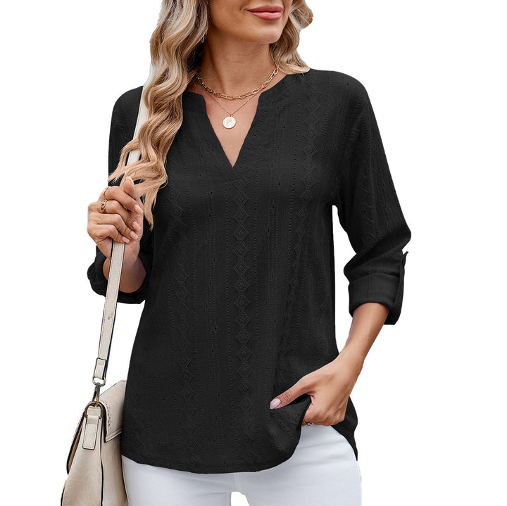 Damen Elegantes und luftiges Blusenshirt mit V-Ausschnitt Drune