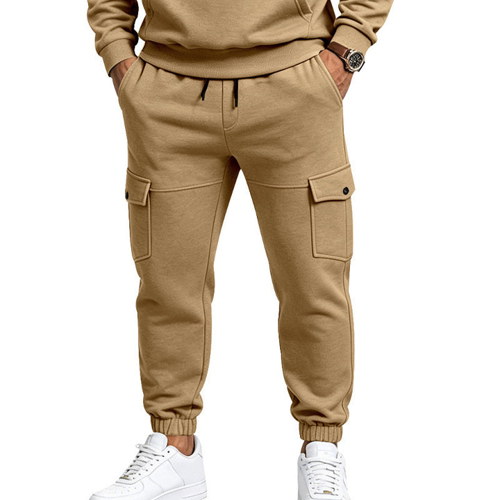 Herren Cargo-Jogginghose mit seitlichen Klappentaschen, Kordelzug und Elastischen Bündchen Drune