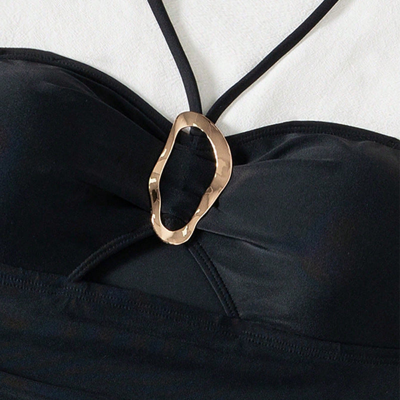 Damen Eleganter Bandeau-Badeanzug mit modischen Cut-Outs und stilvollem Schmuckdetail Drune