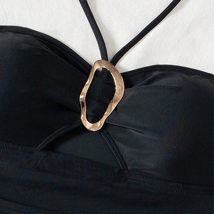 Damen Eleganter Bandeau-Badeanzug mit modischen Cut-Outs und stilvollem Schmuckdetail Drune