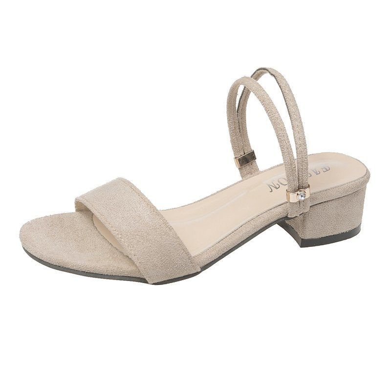 Damen Komfort-Sandalen mit elegantem Blockabsatz und modischen Doppelriemen Drune