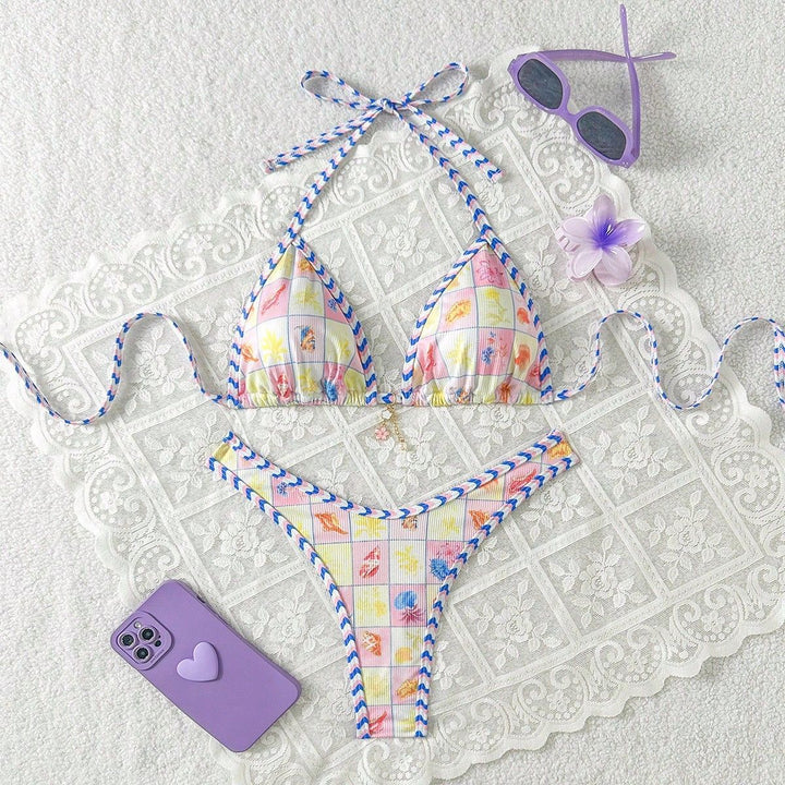 Damen Triangel-Bikini mit verspieltem Karomuster Drune