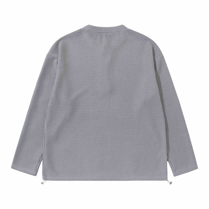 Unisex Waffelstrick-Henleypullover mit Tunnelzugsaum Drune