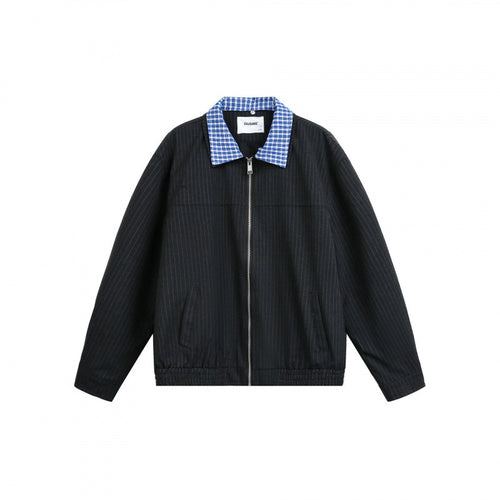 Herren Boxy-Übergangsjacke mit Nadelstreifen und kontrastierendem Hemdkragen Drune