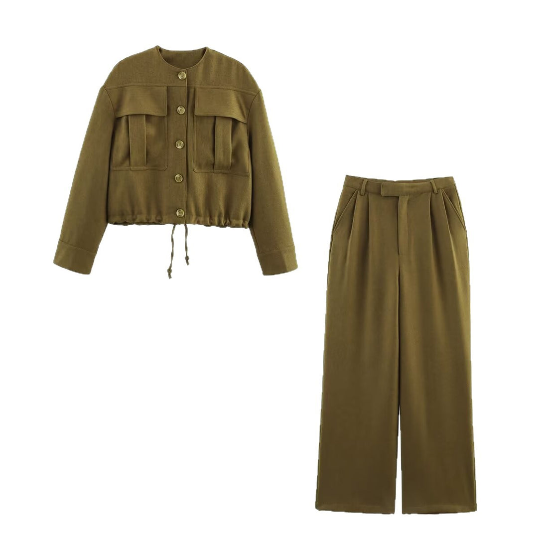 Damen weite Hose mit hohem Bund und Faltenwurf Drune