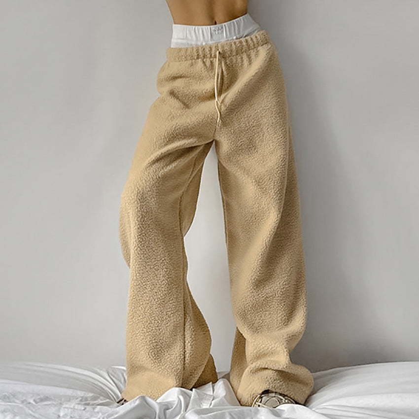 Damen Bequeme Fleece-Hose mit weitem Schnitt Drune