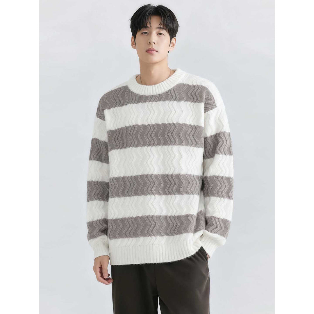 Herren Grobstrickpullover mit Wellenmuster Drune