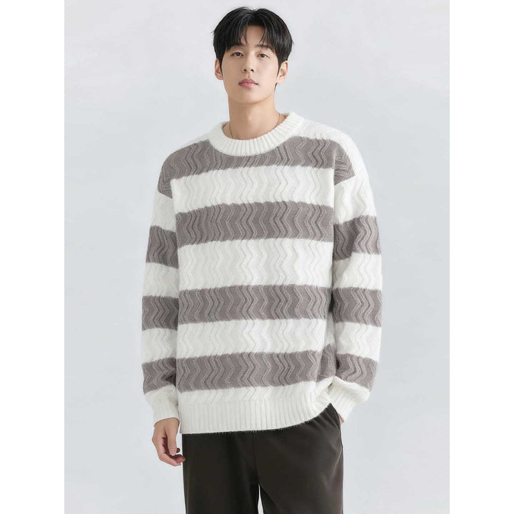Herren Grobstrickpullover mit Wellenmuster Drune