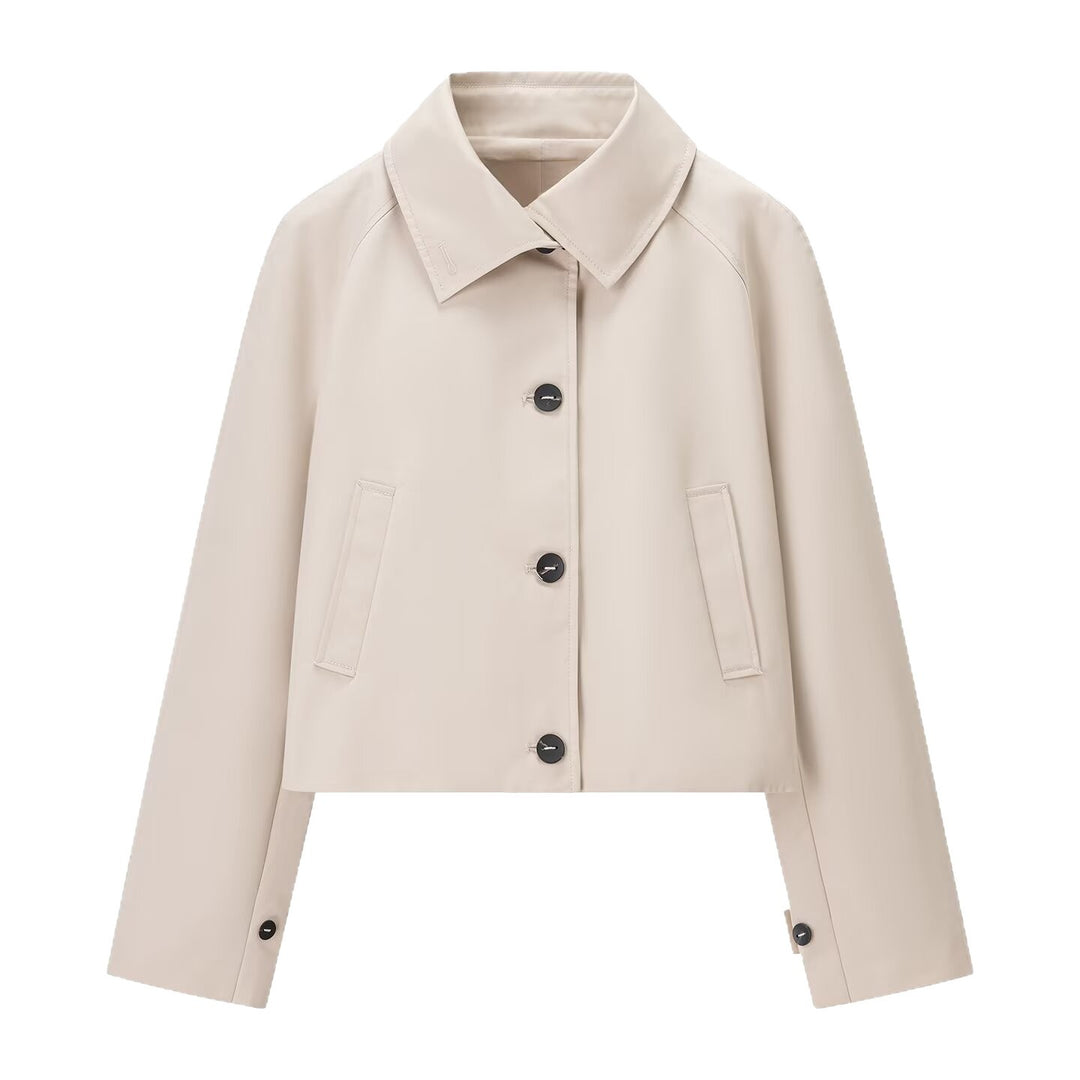 Damen Kurzjacke im Trenchstil mit kastiger Boxy‑Silhouette und Raglanärmeln Drune