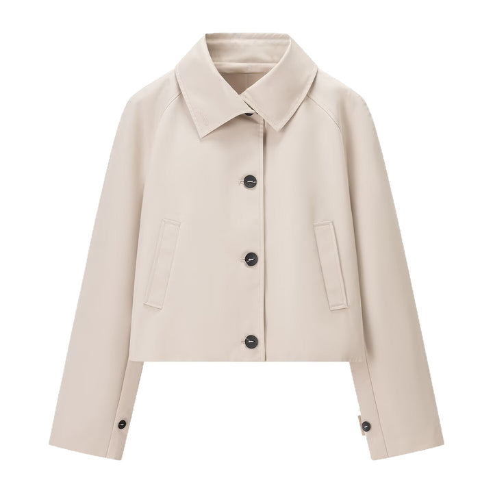 Damen Kurzjacke im Trenchstil mit kastiger Boxy‑Silhouette und Raglanärmeln Drune