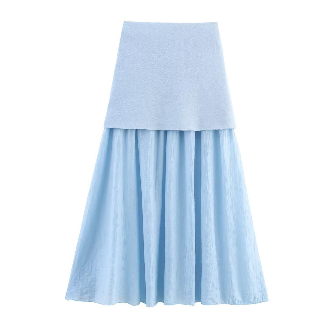 Damen Zweilagiger Chiffon-Maxirock mit glattem Hüftbesatz und A‑Linien‑Fall Drune