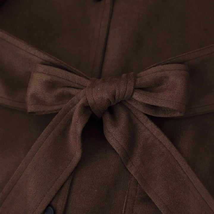 Damen nan taillierte Taillengürtel-Blazerjacke aus Veloursimitat mit Pattentaschen Drune