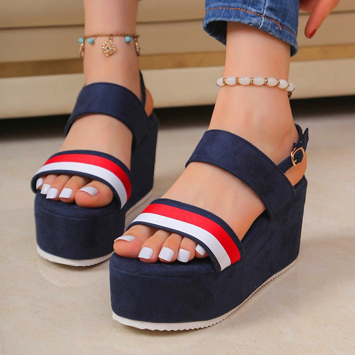 Damen Plattform-Sandalen mit modischem Riemchen-Design Drune