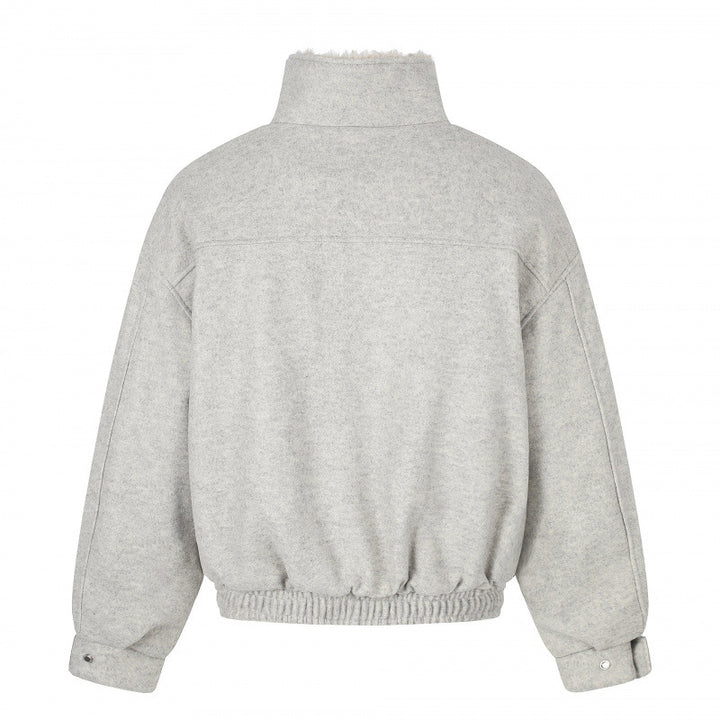 Damen Kurzer Wollmix‑Blouson im Flight‑Style mit Teddyfutter und aufgesetzten Pattentaschen Drune