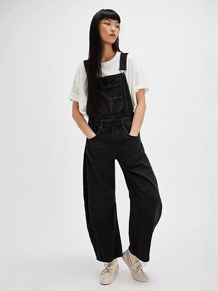 Damen Latzhose im lässigen Oversized-Stil mit praktischen Taschen und modischen Akzenten Drune