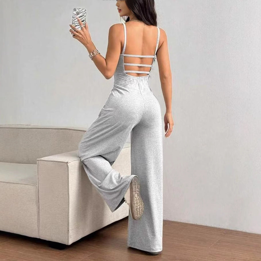 Damen Eleganter Jumpsuit mit weitgeschnittenen Beinen und schmeichelndem Oberteil Drune