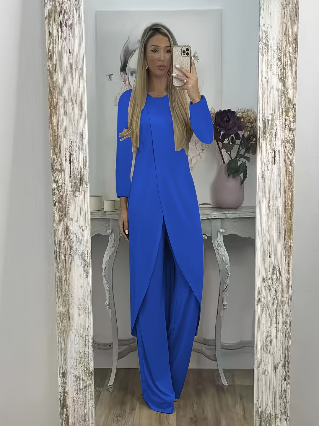 Damen Elegantes Maxikleid mit Wickeloptik, asymmetrischer Drapierung und vorderem Schlitz Drune
