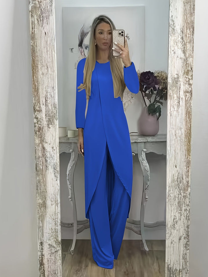 Damen Elegantes Maxikleid mit Wickeloptik, asymmetrischer Drapierung und vorderem Schlitz Drune