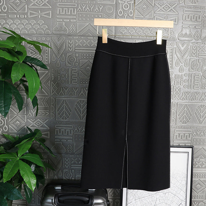 Damen Eleganter Midi-Rock mit Schlitzen Drune