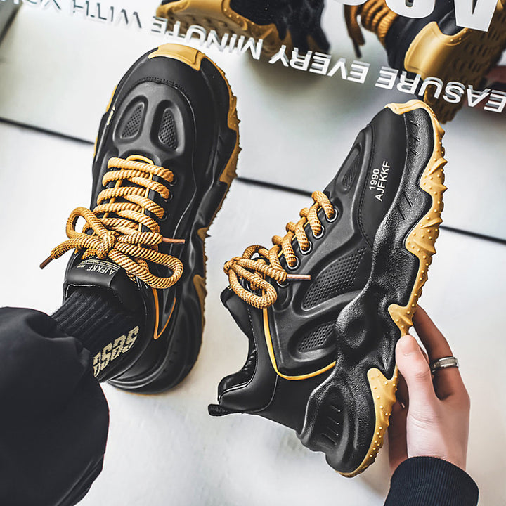 Damen klobige Plateausneaker mit perforiertem Obermaterial gepolstertem Knöchelkragen und griffiger Wellenlaufsohle Drune