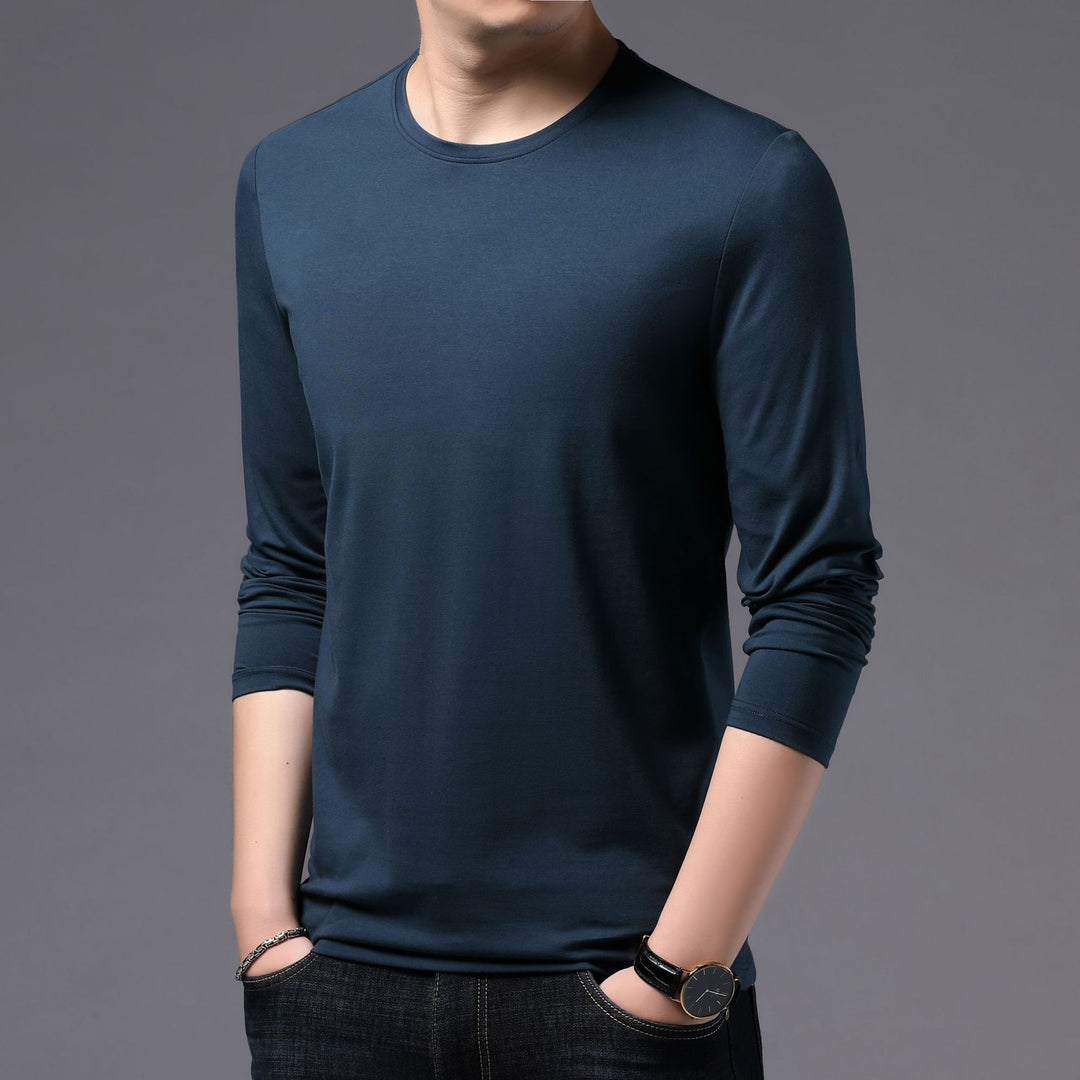 Herren Langarmshirt aus weich fallendem Material mit Rundhalsausschnitt Drune