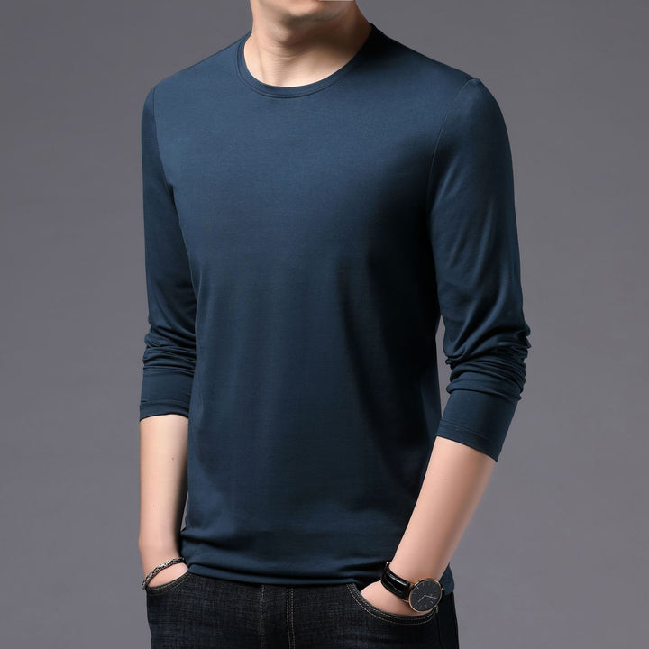 Herren Langarmshirt aus weich fallendem Material mit Rundhalsausschnitt Drune