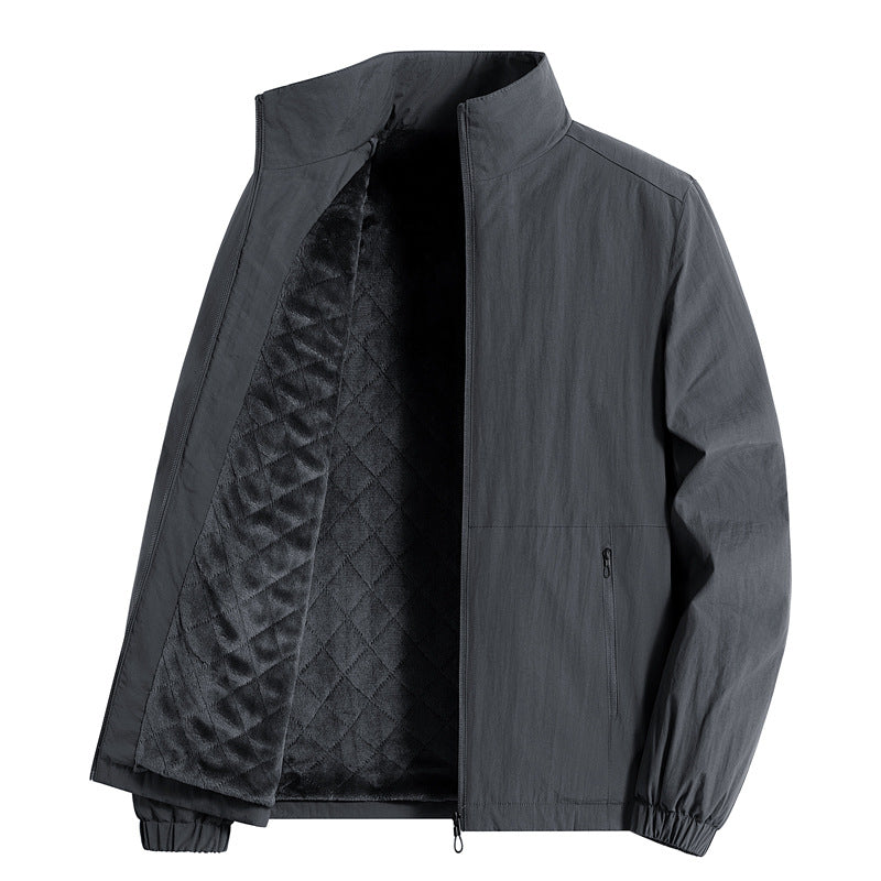 Herren ultraleichte atmungsaktive Freizeitjacke mit Mesh-Innenfutter Stehkragen und Reißverschlusstaschen Drune