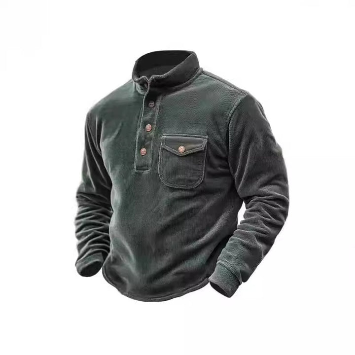 Herren Fleece-Hemd mit Knopfleiste und Brusttasche Drune